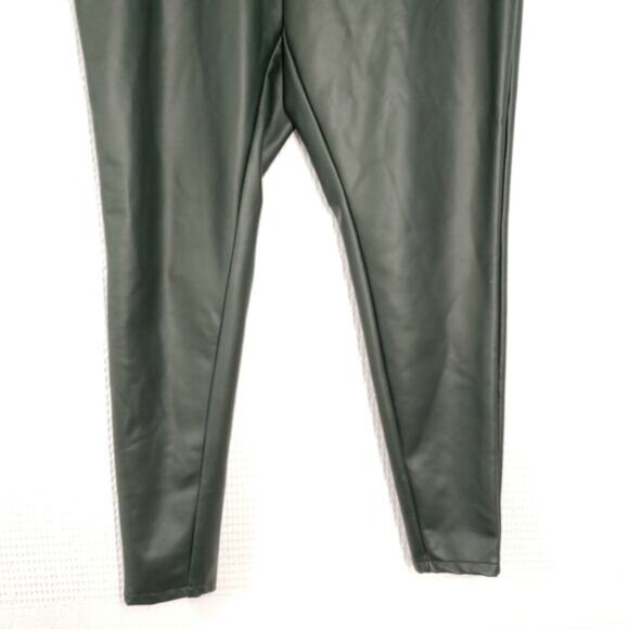 A New Day Faux Leather Leggings Womens XL Green Fleece Lined Matte High Waisted - Picture 11 of 16